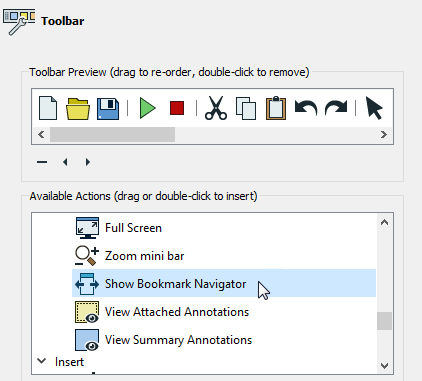 Customizing the Toolbar